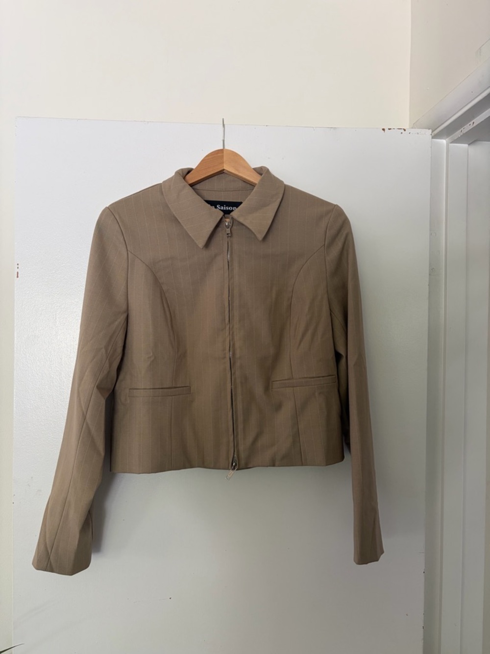En Saison striped khaki Blazer